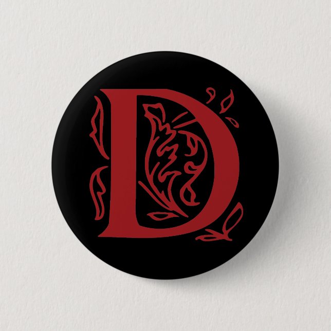 Fancy Letter D 6 Cm Round Badge (Front)