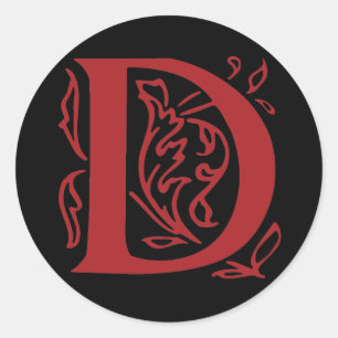 Fancy Letter D Classic Round Sticker