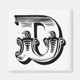 Fancy letter D square magnet