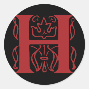 Fancy Letter H Classic Round Sticker