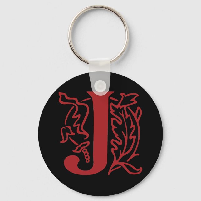 Fancy Letter J Key Ring (Front)