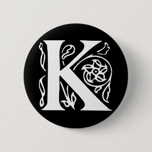 Fancy Letter K 6 Cm Round Badge