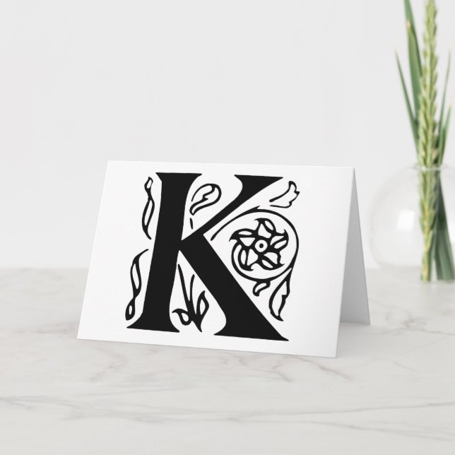 Fancy Letter K Note Card (Front)