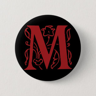 Fancy Letter M 6 Cm Round Badge