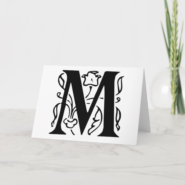 Fancy Letter M Note Card (Front)
