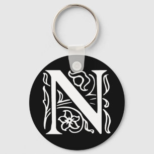 Fancy Letter N Key Ring