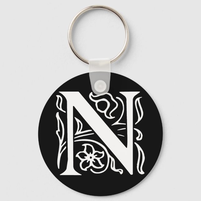 Fancy Letter N Key Ring (Front)