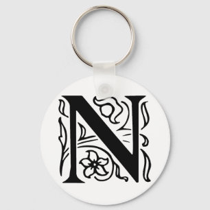Fancy Letter N Key Ring