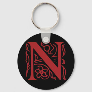 Fancy Letter N Key Ring