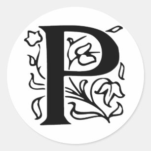 Fancy Letter P Classic Round Sticker