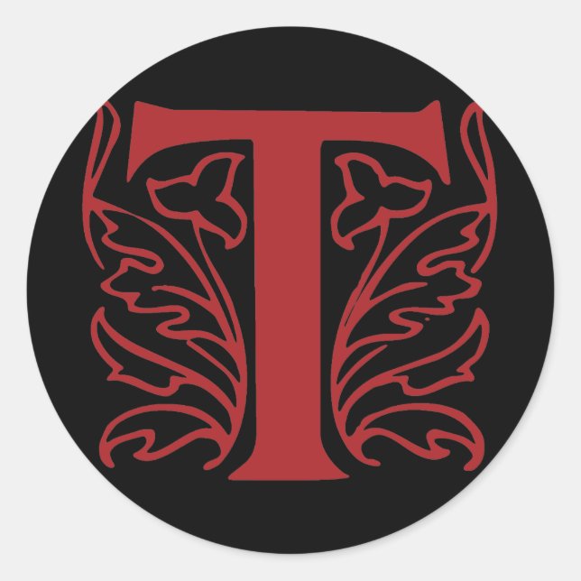 Fancy Letter T Classic Round Sticker (Front)