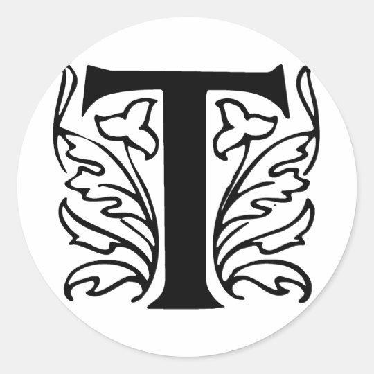 Fancy Letter T Classic Round Sticker Zazzle Co Uk