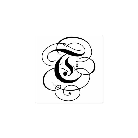 Fancy Letter T Monogram Rubber Stamp Zazzle Co Uk