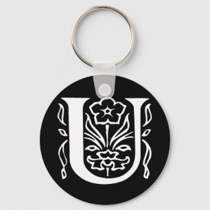 Fancy Letter U Key Ring