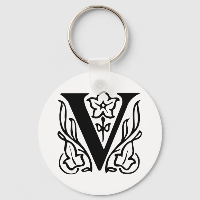 Fancy Letter V Key Ring (Front)