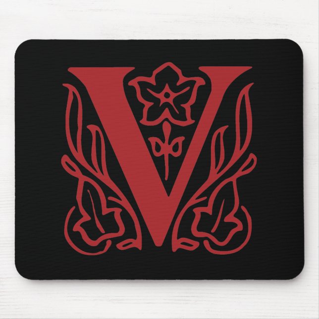 Fancy Letter V Mouse Mat (Front)