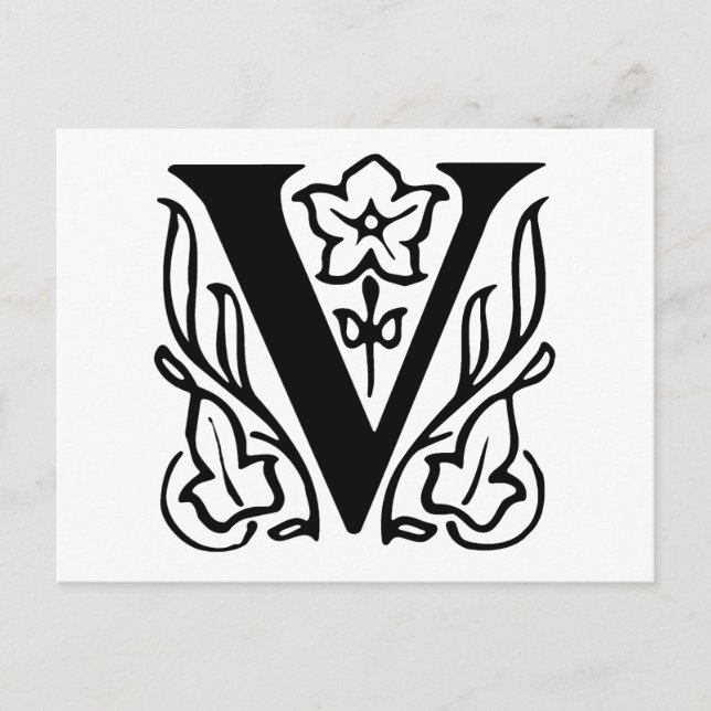Fancy Letter V Postcard (Front)
