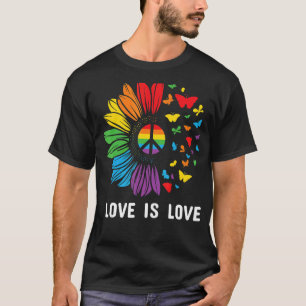 Fancy Lgbtq Sunflower With Beautiful Butterfly T-Shirt