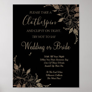 Fancy Lines Clothespin bridal shower game sign