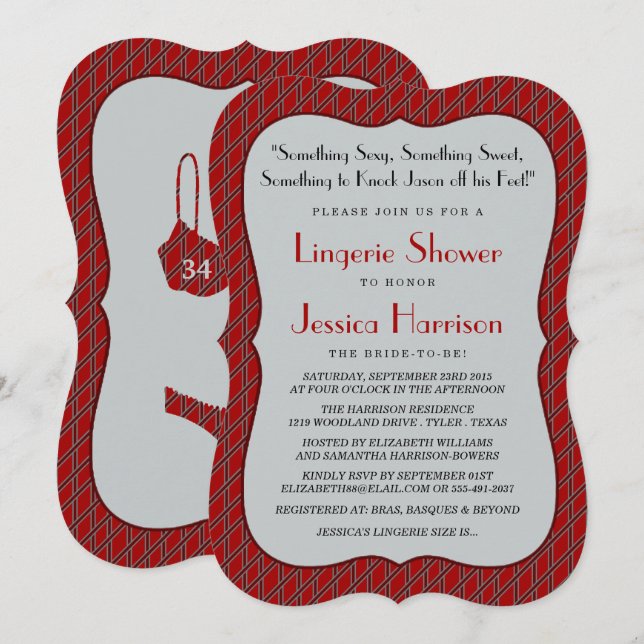 Fancy Lingerie Shower Invitations (Front/Back)