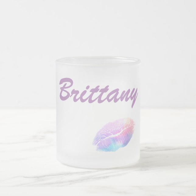 Fancy lipstick print frosted glass coffee mug (Center)