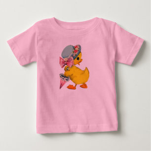 Fancy Little Vintage Easter Chick w/Hat & Umbrella Baby T-Shirt
