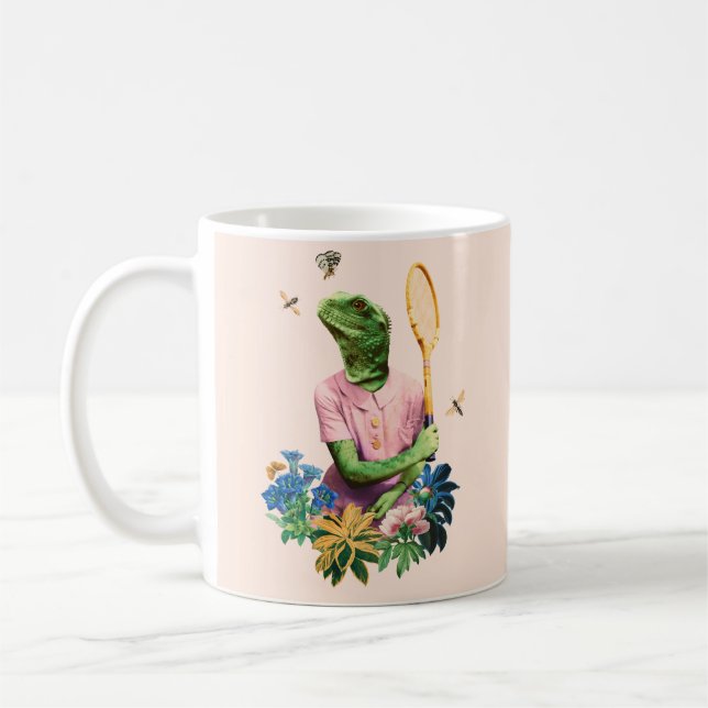 FANCY LIZARD ANIMAL PLAYING TENNIS COFFEE MUG (Left)