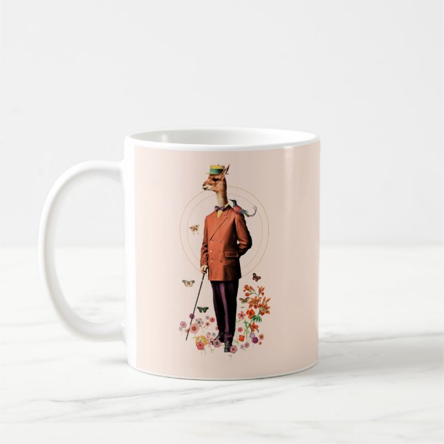 FANCY LLAMA ANIMAL IN FLOWERS AND BUTTERFLIES  COFFEE MUG (Left)