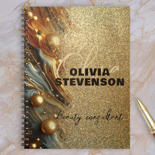 Fancy Luxury Glam Gold Glittery Marble Notebook