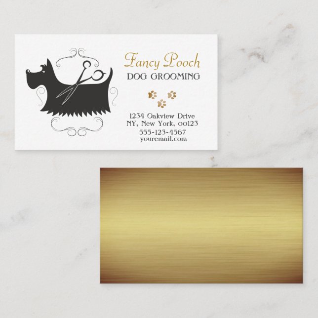 Fancy Luxury Pet Dog Grooming Service Business Card (Front/Back)