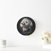 Fancy Maltese Puppy Dog Portrait Round Clock (Home)