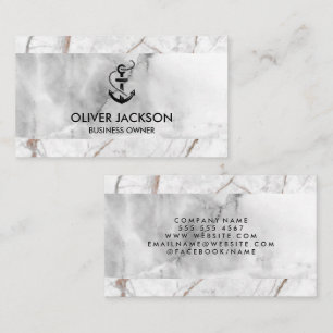 Fancy Marble   Anchor Icon Business Card