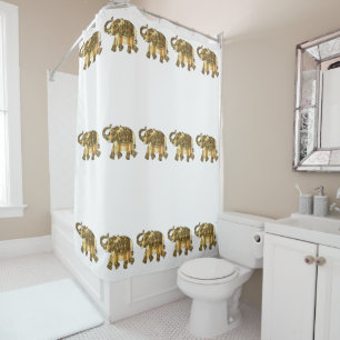 Fancy Marching Gold Elephants Shower Curtain