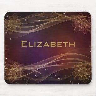 Fancy Maroon Background with Wispy Gold Accents Mouse Mat