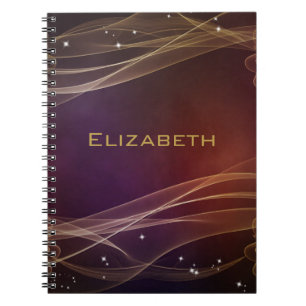 Fancy Maroon Background with Wispy Gold Accents Notebook