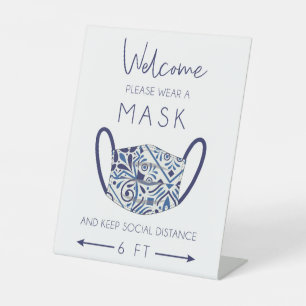 Fancy Mask Covid safety Sign for business