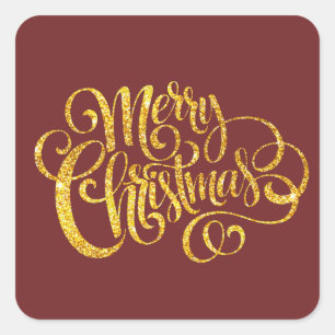 Fancy Merry Christmas Square Sticker