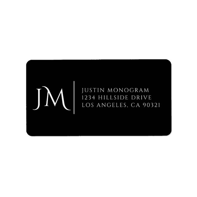 Fancy Modern Black & White Return Address Label (Front)
