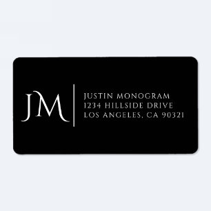 Fancy Modern Black & White Return Address Label