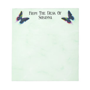 Fancy Modern Script Butterfly Personalised Name Notepad