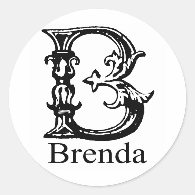 Fancy Monogram: Brenda Classic Round Sticker (Front)