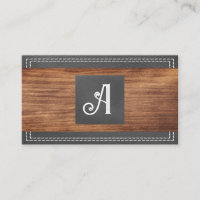 Fancy Monogram | Double Stitched Leather | Wood 