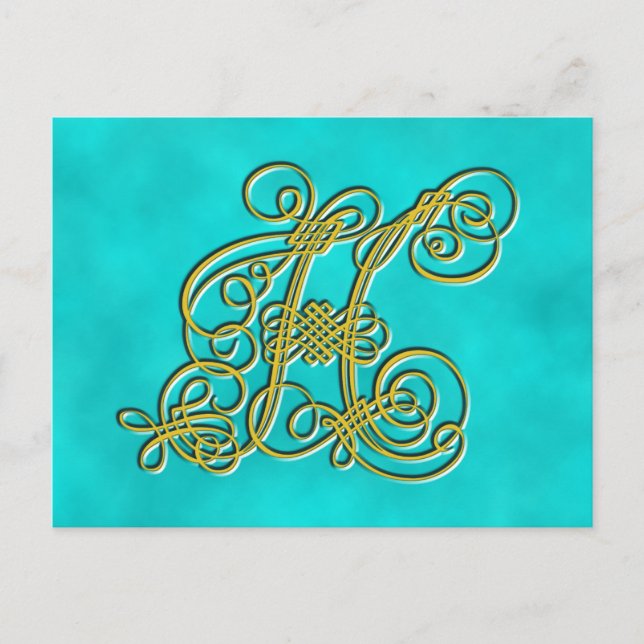 Fancy Monogram Letter H, Customise Colour Postcard (Front)
