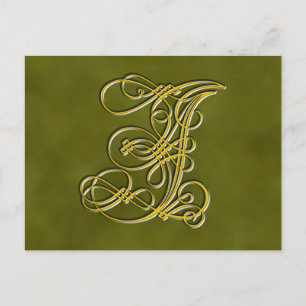 Fancy Monogram Letter I, Customise Colour Postcard