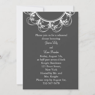 Fancy Monogram Rehearsal Dinner Invitation (grey)