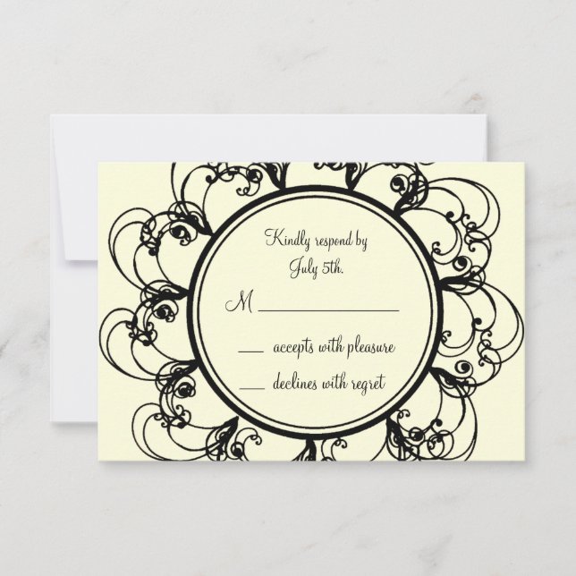 Fancy Monogram RSVP (off white) Card (Front)