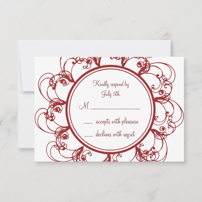 Fancy Monogram RSVP (red) (Front)