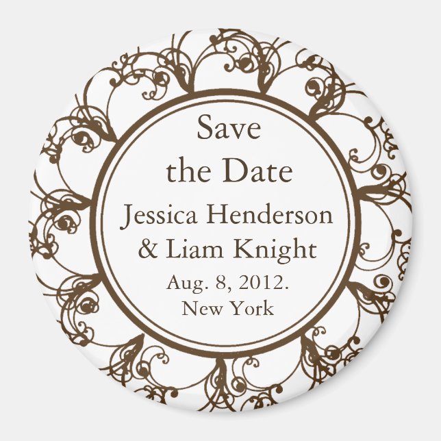 Fancy Monogram Save the Date Magnet chocolate (Front)