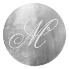 Fancy Monogram Shiny Faux Silver Grey Foil