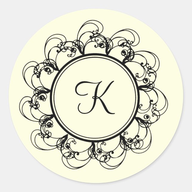 Fancy Monogram Sticker (off+white) (Front)